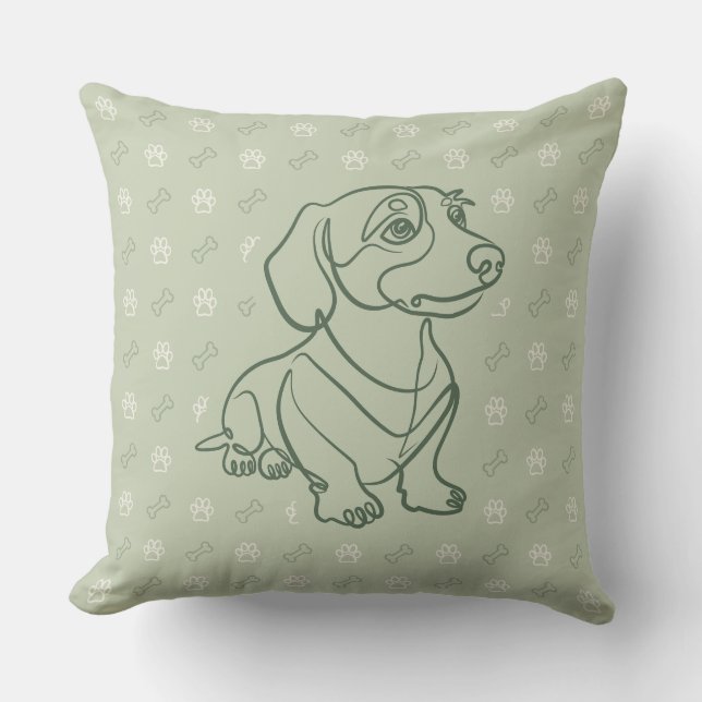 Dachshund Dekorativ Linje Konst Mönster Kudde (Framsida)