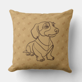 Dachshund Dekorativ Linje Konst Mönster Kudde