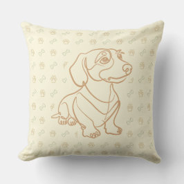 Dachshund Dekorativ Linje Konst Mönster Kudde