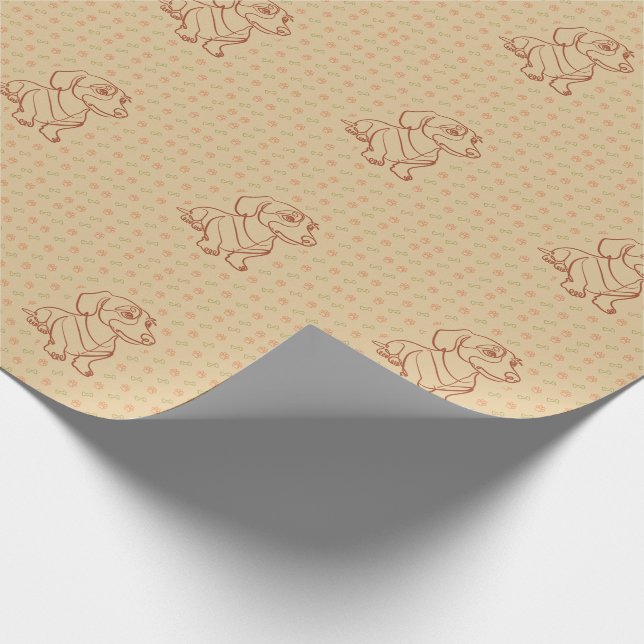 Dachshund Dekorativ Linje Konst Mönster Presentpapper (Hörn)