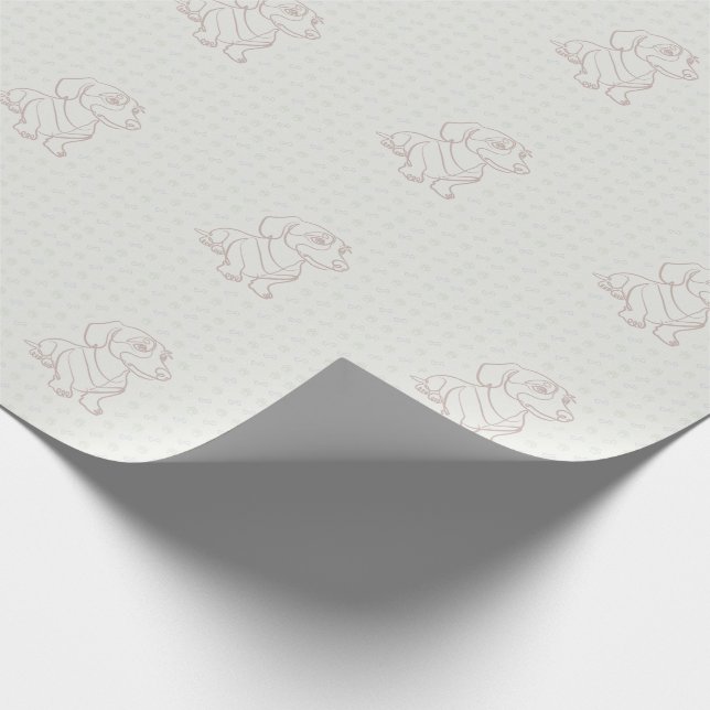 Dachshund Dekorativ Linje Konst Mönster Presentpapper (Hörn)