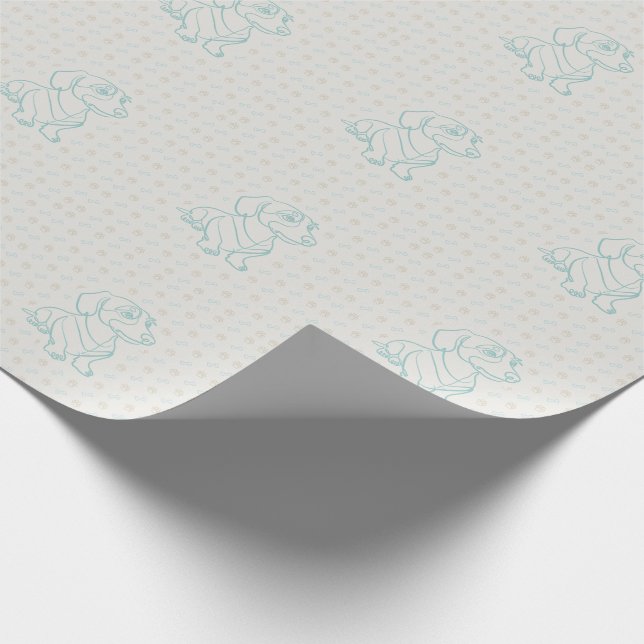 Dachshund Dekorativ Linje Konst Mönster Presentpapper (Hörn)