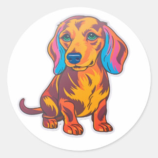 Dachshund Delight: Pawsome Pop Art Sticker Extrav Runt Klistermärke