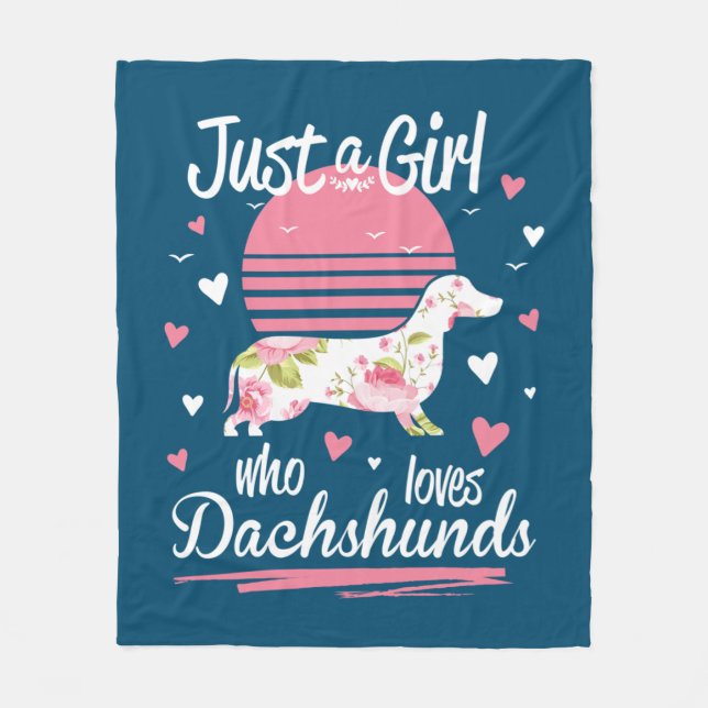 Dachshund Design, bara en flicka som Kärlek Dachsh Fleecefilt (Framsidan)