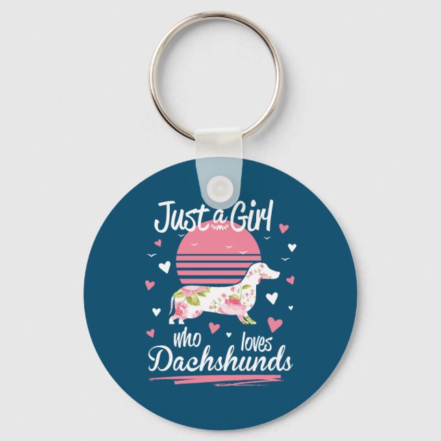 Dachshund Design, bara en flicka som Kärlek Dachsh Nyckelring (Framsida)
