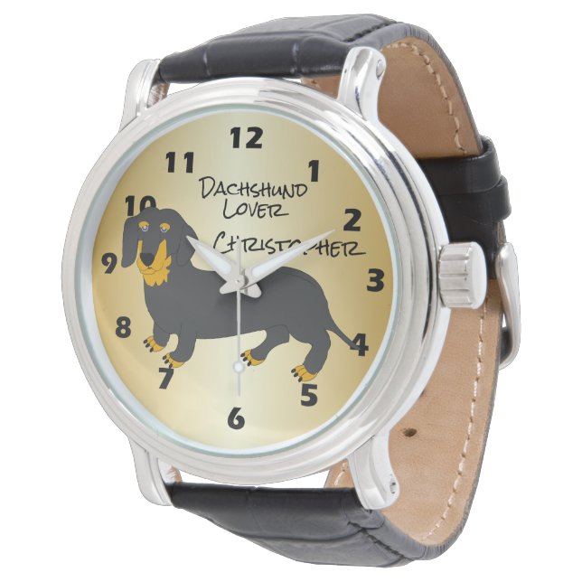 Dachshund Design Personlig Armbandsur (Vinklad)