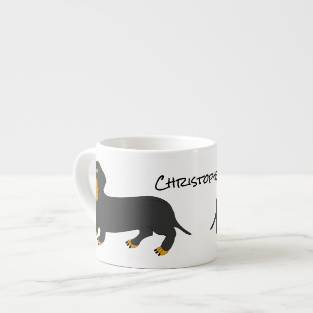 Dachshund Design Personlig Espressomugg (Framsida vänster)