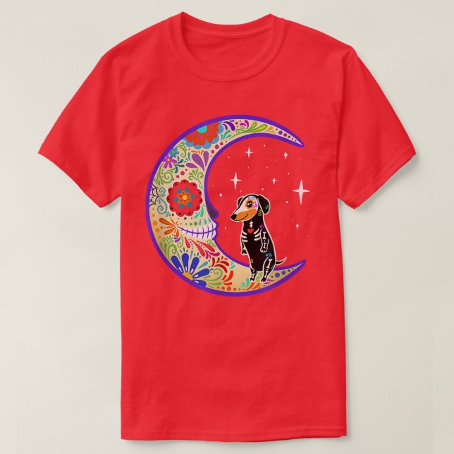 Dachshund Dia de Los Muertos Skeleton  T Shirt (Design framsida)