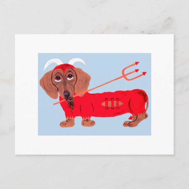 Dachshund Djävul Helg Vykort (Framsida)