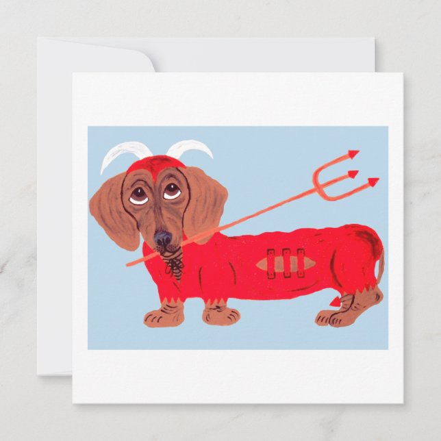 Dachshund Djävul Julkort (Framsida)