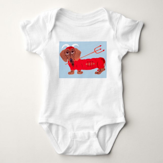 Dachshund Djävul T Shirt (Framsida)