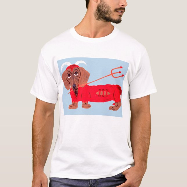 Dachshund Djävul T Shirt (Framsida)