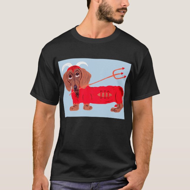 Dachshund Djävul T Shirt (Framsida)