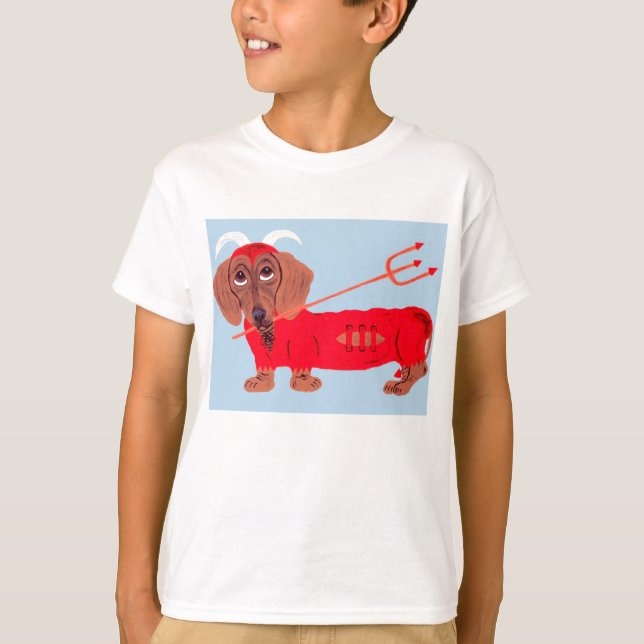 Dachshund Djävul T Shirt (Framsida)