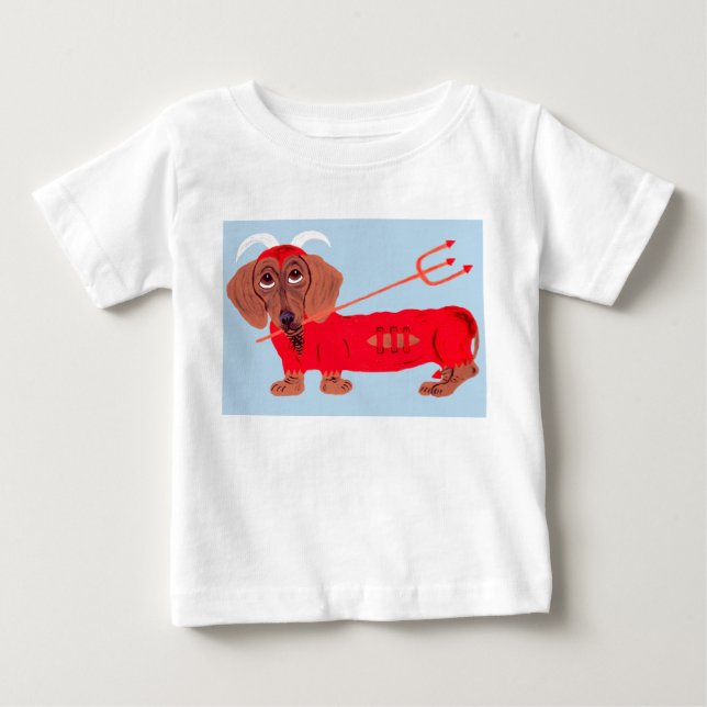 Dachshund Djävul T Shirt (Framsida)