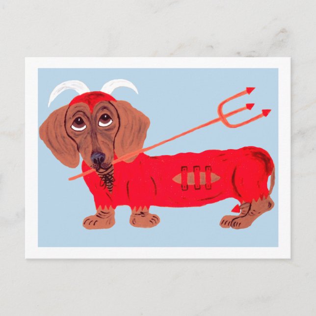 Dachshund Djävul Vykort (Framsida)