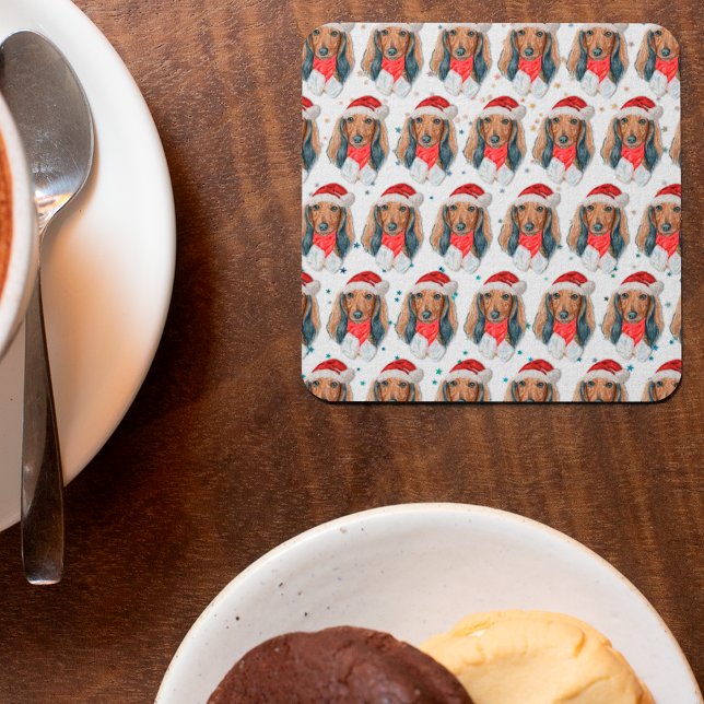 Dachshund Dog Breed Christmas Underlägg Papper Kvadrat (Skapare uppladdad)