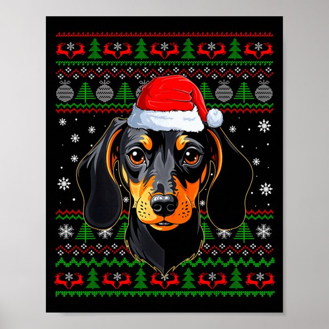 Dachshund Dog Christmas Ugly Sweater Santa Adults  Poster (Framsidan)