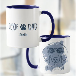 Dachshund Dog Dad Mugg - Anpassat Namn Isblå 