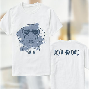 Dachshund Dog Dad Tröja - Anpassat Namn Isblå T-sh