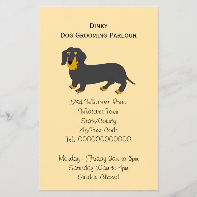 Dachshund Dog Design Dog Grooming Flyer (Framsidan)
