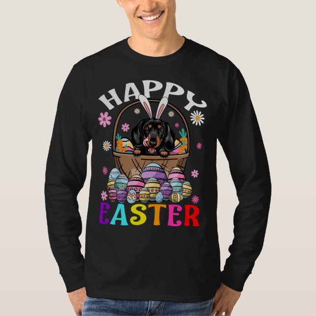Dachshund Dog Happy Easter Bunny Eggs Easter 1 T Shirt (Framsida)