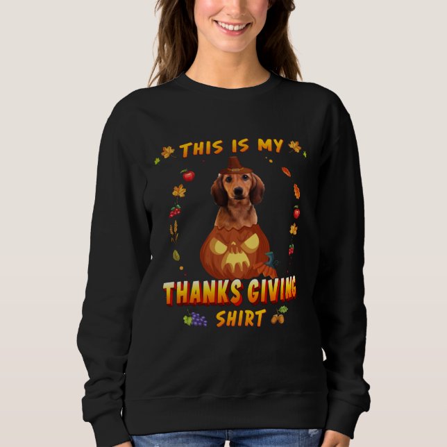 Dachshund Dog In The Pumpkin This Is My Thanksgivi T Shirt (Framsida)