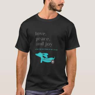 Dachshund Dog Mom Dad Christmas Love Peace and Joy T Shirt