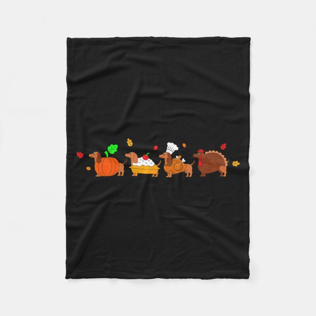 Dachshund Dog Pumpkin E Turkey Thanksgiving  Fleecefilt (Framsidan)
