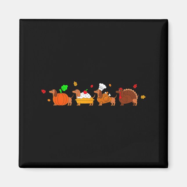 Dachshund Dog Pumpkin E Turkey Thanksgiving  Magnet (Framsidan)