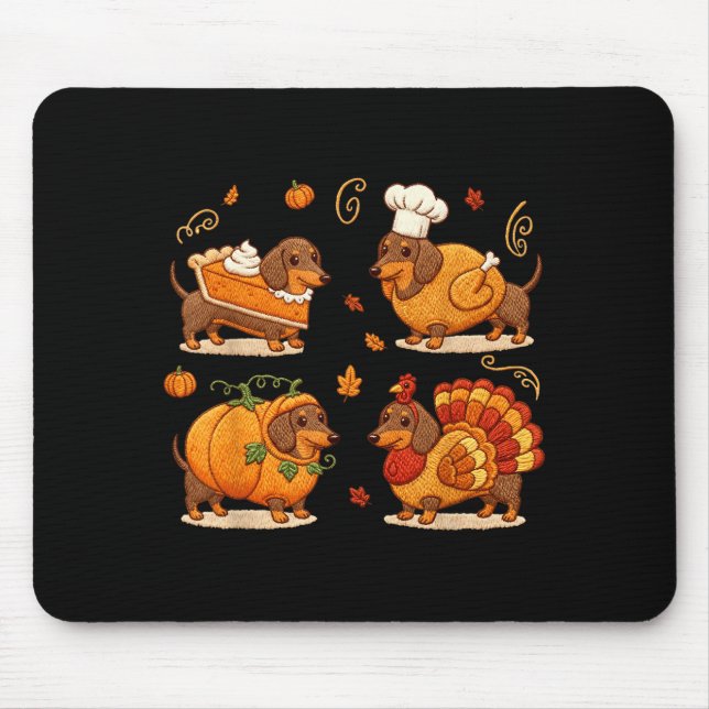 Dachshund Dog Pumpkin E Turkey Thanksgiving Men Wo Musmatta (Framsidan)