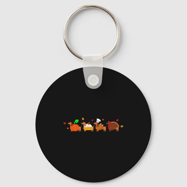 Dachshund Dog Pumpkin E Turkey Thanksgiving  Nyckelring (Framsida)
