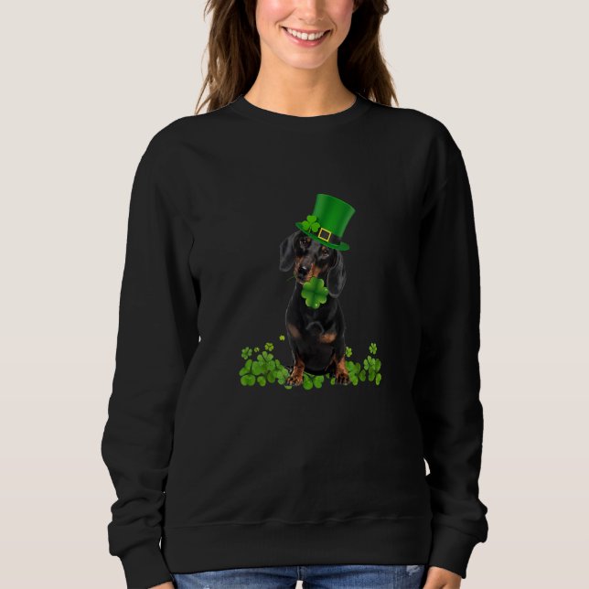 Dachshund Dog Shamrock St. Patrick's Day Saint Pad T Shirt (Framsida)