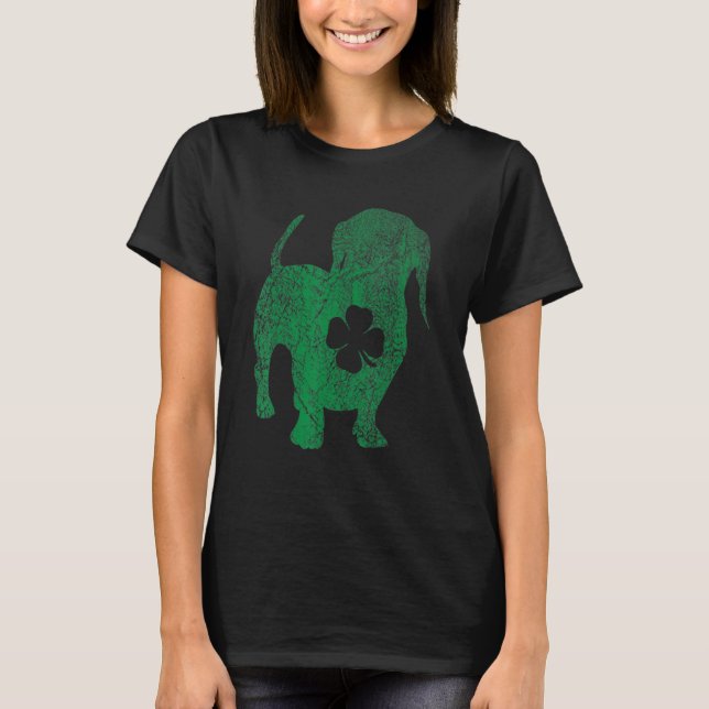 Dachshund Dog Shamrock St Patrick's Day Saint Padd T Shirt (Framsida)