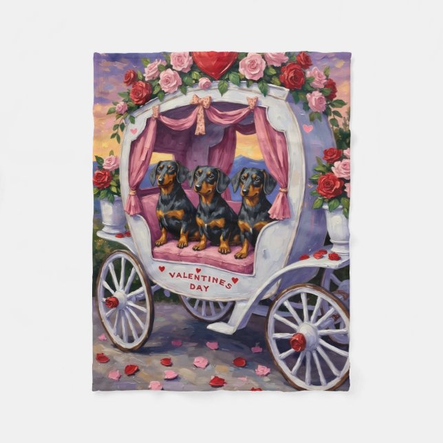 Dachshund Dog Valentine's Day Fleecefilt (Framsidan)
