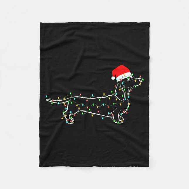 Dachshund Dogs Tree Christmas Sweater Xmas For Pet Fleecefilt (Framsidan)