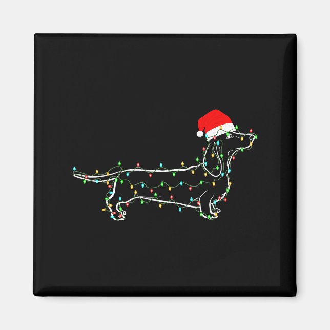 Dachshund Dogs Tree Christmas Sweater Xmas For Pet Magnet (Framsidan)