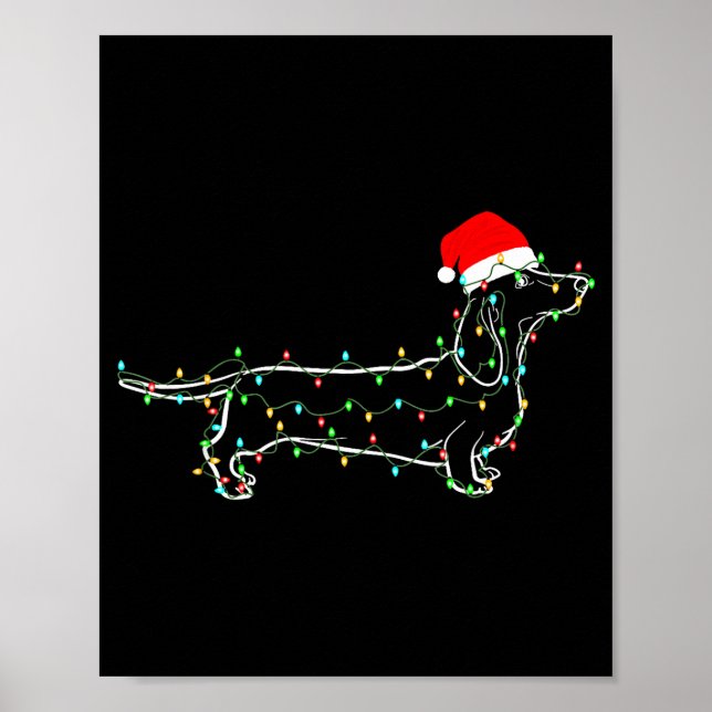 Dachshund Dogs Tree Christmas Sweater Xmas For Pet Poster (Framsidan)