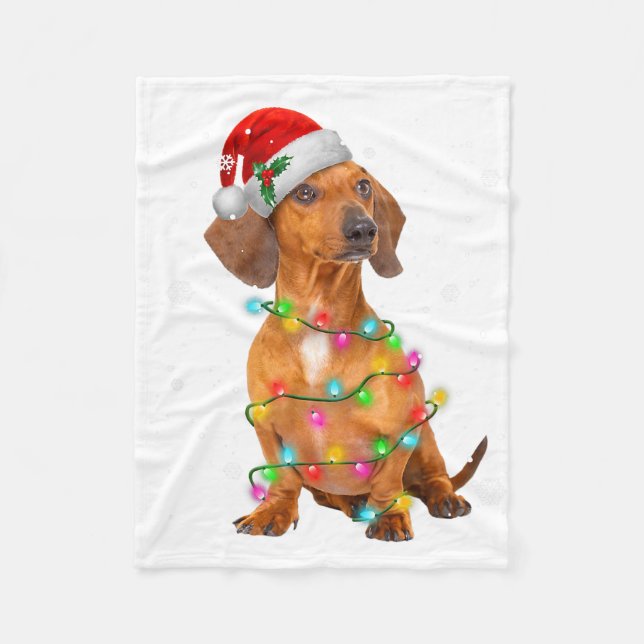 Dachshund Dogs Tree Christmas Sweater Xmas Gifts P Fleecefilt (Framsidan)