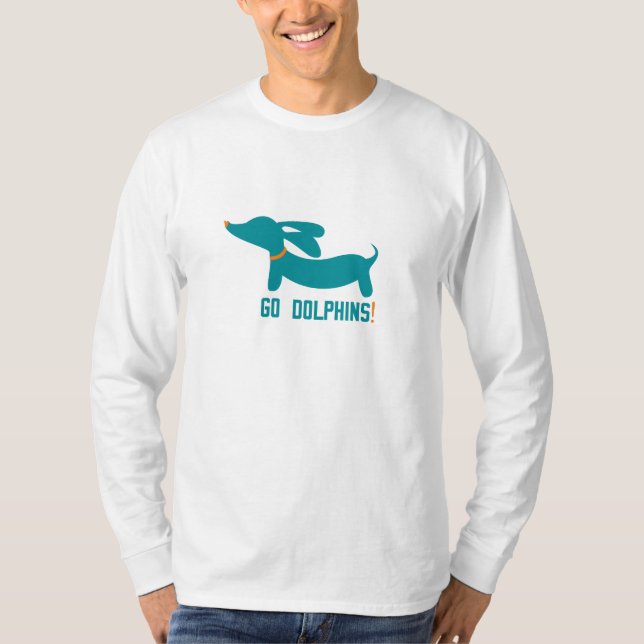 Dachshund + Dolphins NFL Färg T Shirt (Framsida)