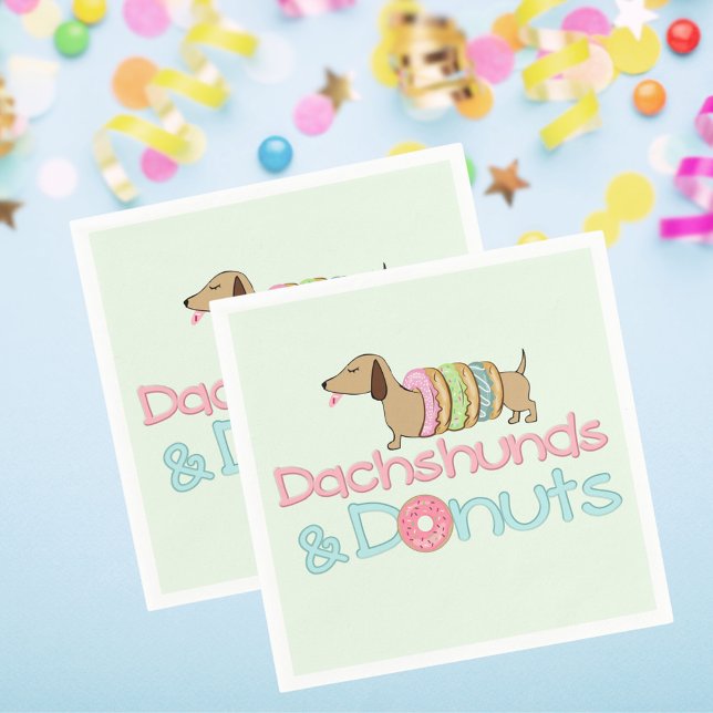 Dachshund & Donuts Birthday Baby Shower Party Pappersservett (Dachshund & Donuts Birthday Party Baby Shower Napkins)