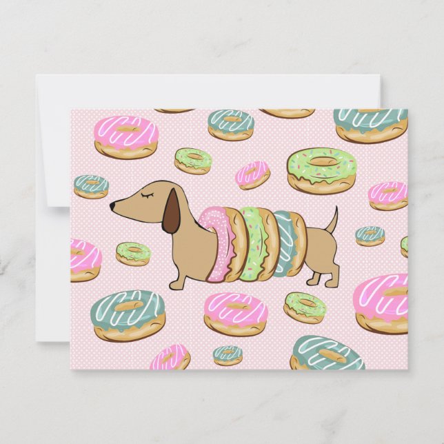 Dachshund & Donuts Feststicker & Dekor Inbjudningar (Framsida)