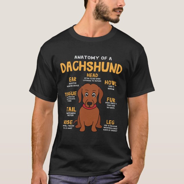 Dachshund Doxie Anatomy  Dog Mum Dad Sweet T Shirt (Framsida)