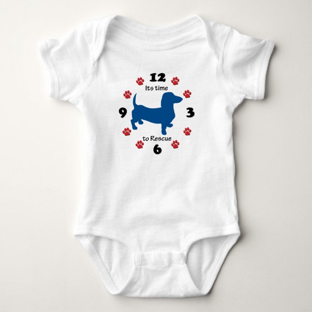 Dachshund Doxie Rädding Clock T Shirt (Framsida)