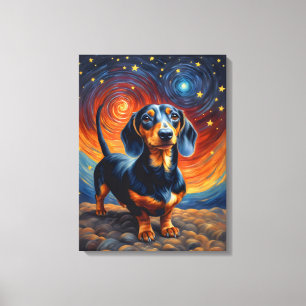 Dachshund Doxie Weiner Hund Artsy Canvastryck