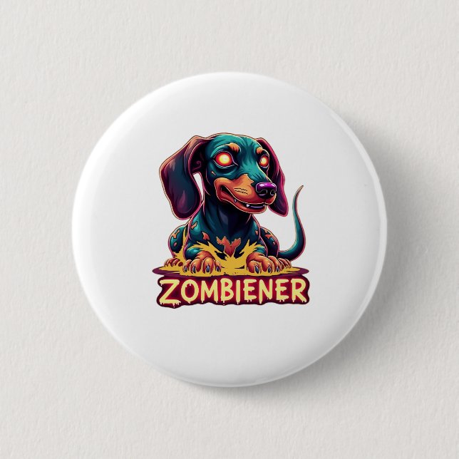 Dachshund Doxie Wiener Sause Zombie Hund Hallowee Knapp (Framsida)