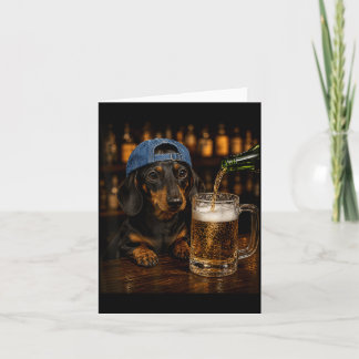 Dachshund Dricker Öl Roligt Hund Meme Vintage Kort