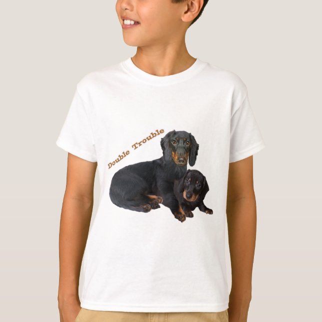 Dachshund Dubbla Felaktiga T-tröjor T Shirt (Framsida)