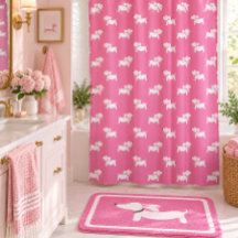 Dachshund duschdraperi Rosa Doxie badrum