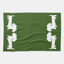 Dachshund Earthy Grönt Dish Towel Wiener Mammor Kökshandduk